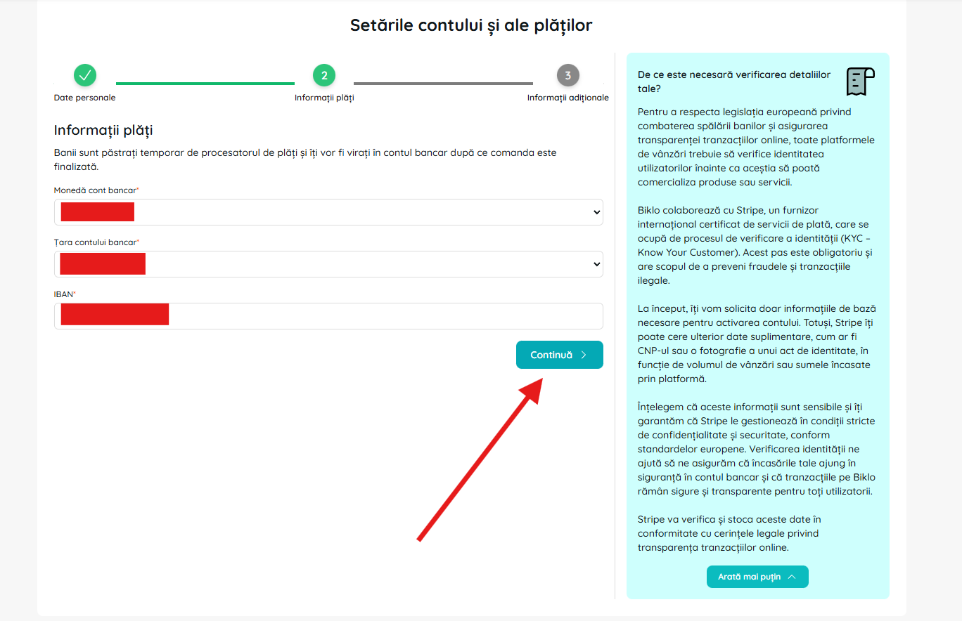Formular für Bankdaten im Biklo-Finanzkonto-Erstellungsprozess